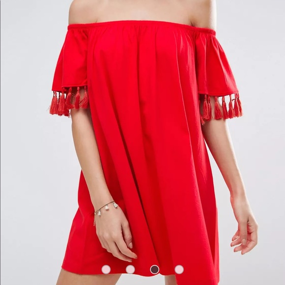 ASOS off the shoulder tassel dress - Picture 2 of 7